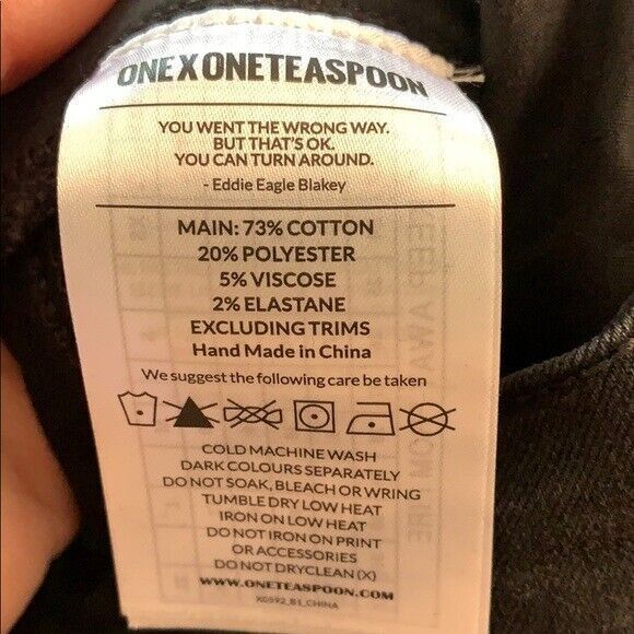 One x One Teaspoon Freebird II Distressed Black Skinny Jeans Women's 25 - Picture 6 of 7